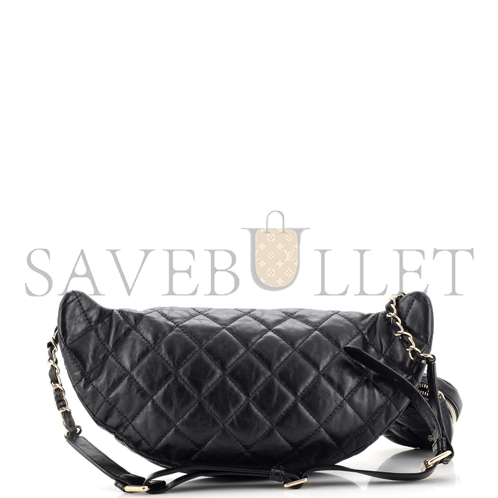 CHANEL FRONT ZIP WAIST BAG WITH COIN PURSE QUILTED CALFSKIN AS1077 (34*15*6cm)